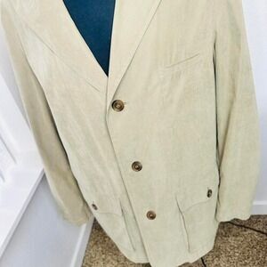 Add 'Travel Smith Cream Blazer Sports coat with brown buttons #Nylon #blazer L